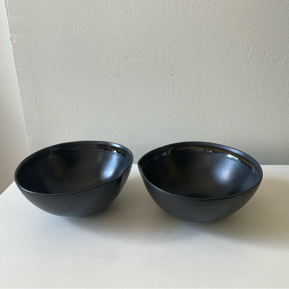CB2 Black Stoneware Ramen Danburi bowls